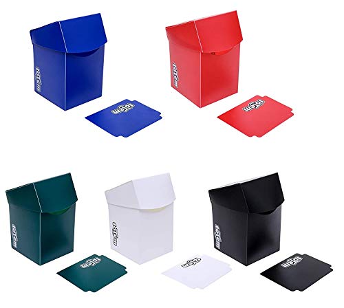 5 Totem Pro 100+ Size Deck Boxes in Assorted Colors - Fits Pokemon, Yu-Gi-Oh, and Magic The Gathering Cards - Durable Plastic Won't Bend Or Break - Perfect As Party Favors Or Kids Birthday Gifts