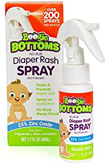 Diaper Rash Cream Spray by Boogie Bottoms, Travel Friendly No-Rub Touch Free Application for Sensitive Skin, from The Maker of Boogie Wipes, Over 200 Sprays per Bottle, 1.7 oz