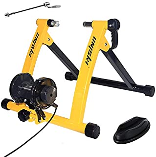 Unisky Bike Trainer Stand Indoor Exercise Bicycle Training Stand Magnetic Riding Stand with 6 Level Resistance for Mountain & Road Bike