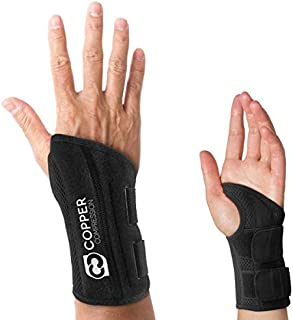 Copper Compression Wrist Brace - Guaranteed Highest Copper Content Support for Wrists, Carpal Tunnel, Arthritis, Tendonitis. Night Day Wrist Splint for Men Women Fit Right Left Hand (Right Hand S-M)