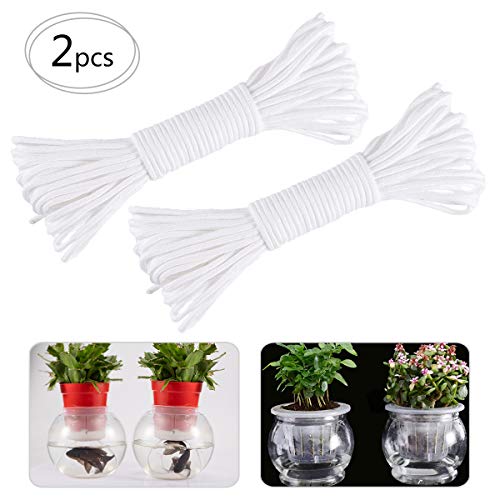 Alphatool Total 130ft Self Watering Wick Cord- 2Pcs 65 Feet Auto Drip Irrigation Waterer Rope String DIY Self-watering Automatic Water Wicking Hydroponic System Device for Vacation Potted Plant Sitter