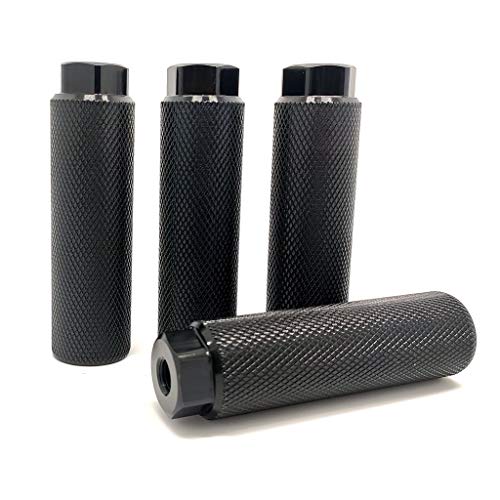 Mantain 4 PCS Bike Foot Pegs, 4 inch Length Aluminum Alloy Cylinder Anti-Skid Fit 3/8 inch Axles (Black)