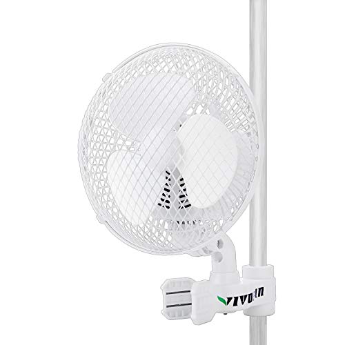 VIVOSUN Patented 6 Inch Clip on Oscillating Fan Fit for 0.59 to 1 Inch Grow Tent Pole with 2-Speed Control