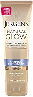 Jergens Natural Glow +FIRMING Body Lotion, Fair to Medium Skin Tone, 7.5 Ounce Sunless Tanning Daily Moisturizer with Collagen and Elastin