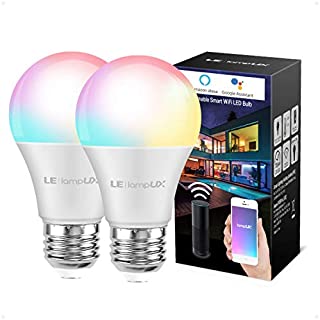 Alexa Smart Light Bulb, RGB Color Changing LED Bulbs, Works with Alexa and Google Home, A19 E26 Bulb 60 Watt Dimmable, No Hub Required, 2 Pack