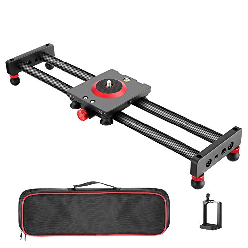 Neewer Camera Slider Carbon Fiber Dolly Rail, 19.7 inches/ 50 Centimeters with 4 Bearings for Smartphone Nikon Canon Sony Camera 12lbs Loading