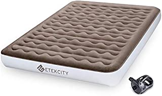 Etekcity Camping Air Mattress, Inflatable Mattress Air Bed Queen Twin with Rechargeable Pump, Leak-Proof Blow Up Mattress Raised Airbed , Height 9