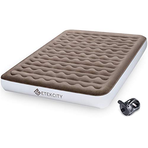 Etekcity Camping Air Mattress, Inflatable Mattress Air Bed Queen Twin with Rechargeable Pump, Leak-Proof Blow Up Mattress Raised Airbed , Height 9