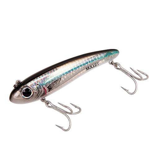 Bomber Lures Mullet Slow-Sinking Twitch/Walking Saltwater Fishing Lure - Excellent for Speckled Trout, Redfish, Stripers and More, 3 1/2 Inch, 5/8 Ounce, Silver Mullet