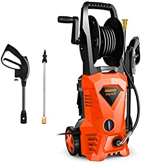 Suyncll Pressure Washer 3000PSI Electric Power Washer with Hose Reel and Brush,High Pressure Washer for Driveway Fence Patio Deck Cleaning (Orange)