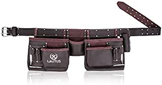 LAUTUS Oil Tanned Leather Tool Belt/Pouch/Bag, Carpenter, Construction, Framers, Handyman, Electrician - 100% LEATHER