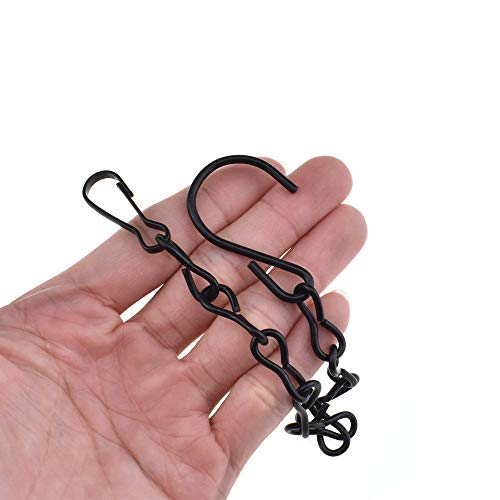 Boscoqo 9.5 Inch Hanging Chains Hooks Metal No Rust Adjustable Handy to Take Down Hold Up Climate Strong Keep Tight for Bird Feeder Plant Basket Decorative Outdoor Indoor Use 2Pcs Black