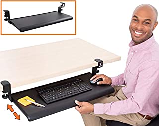 Stand Steady Easy Clamp On Keyboard Tray - Extra Large Size - No Need to Screw Into Desk! Slides Under Desk - Easy 5 Min Assembly - Great for Home or Office!