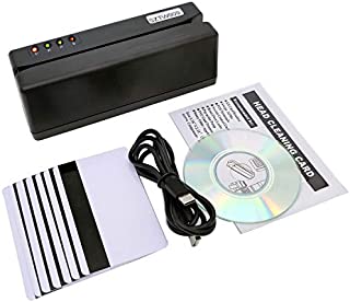 SZTW909 USB Credit Card Reader Magnetic Stripe Card Reader Writer with 3 Tracks, for Credit Card, Debit Card, Gift Card, Club Membership Card All Magnetic Swipe Card with 10 Blank Cards