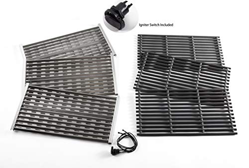 Grill Valueparts Grill Kit for Lowes Charbroil 463242715, 463242716, Commercial Infrared 4B, 463276016, 466242715, 466242815, Cast Iron Grate, Stainless Steel Grate, Ignition Switch