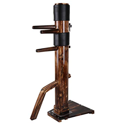 Flex HQ Adjustable Height Wing Chun Dummy Mook Yan Jong IP Man Wood Training Target Dark Brown