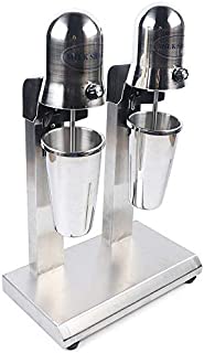 Dual Head Milkshake Maker, 110V 560W Commercial Stainless Steel Double Head Drink Mixer Machine Smoothie Malt Blender Soft Ice Cream Mixer Blender With Measuring Cups, 2 Adjustable Speed