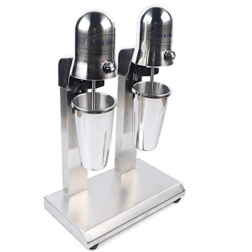 Dual Head Milkshake Maker, 110V 560W Commercial Stainless Steel Double Head Drink Mixer Machine Smoothie Malt Blender Soft Ice Cream Mixer Blender With Measuring Cups, 2 Adjustable Speed