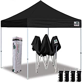 Eurmax 10'x10' Ez Pop Up Canopy Tent Sport Instant Canopies with Heavy Duty Roller Bag,Bonus 4 Sand Weights Bags (Black)