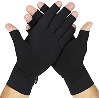 Vive Rheumatoid Arthritis Gloves - Men and Women Fingerless Compression Wrap for Hand Pain and Osteoarthritis - Black Hand Wrap for Arthritic Joint Symptom Relief - Open Finger Fit