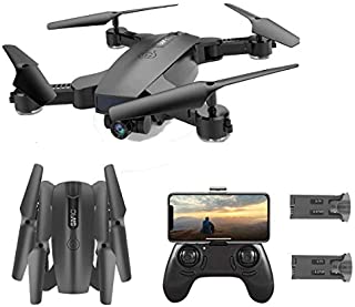 SGOTA RC Drone with Dual 720P HD 2mp Cameras Foldable FPV WiFi RC Quadcopter 2.4Ghz Remote Control Drone with Follow Me Mode (Dual Batteries)