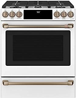 Cafe C2S900P4MW2 30 in. 5.7 cu. ft. Slide-In Dual Fuel Range with Self-Cleaning Convection Oven in Matte White, Fingerprint Resistant