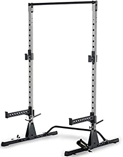 Fitness Reality Multi-function Adjustable Power Rack Squat Stand with J-Hooks, Land Mine, Adjustable Weight Horns, grey