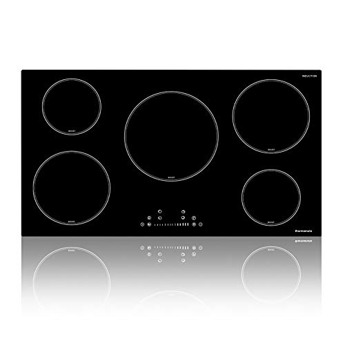 Electric Cooktop, thermomate 36 Inch Built-in Induction Stove Top, 240V Electric Smoothtop with 5 Boost Burner, 9 Heating Level, Timer, Kid Safety Lock, Keep Warm Function, Dual ETL & FCC Certificated