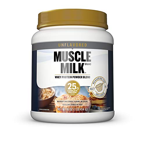 Muscle Milk 100% Whey Protein Powder Blend, Unflavored, 25g Protein, 1lb