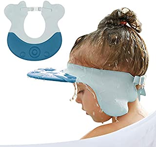 Baby Shower Cap Visor with Ear Protection for Bathing Washing Hair, Adjustable Cute Waterproof Shampoo Shower Cap for Toddler, Kids, Girls, Boys, Children, Blue