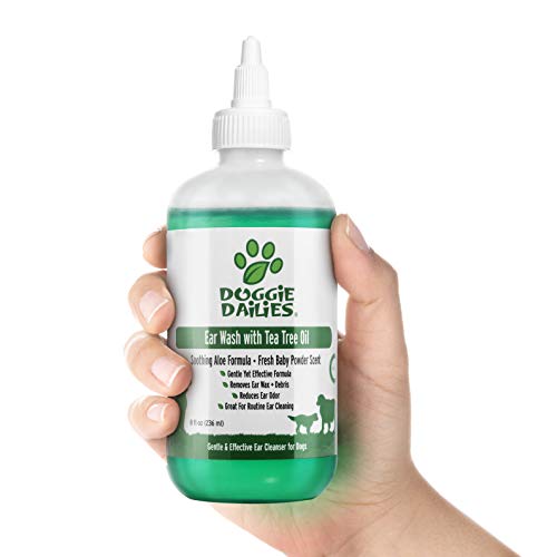 Doggie Dailies Pet Ear Cleaner, Tea Tree Oil, Witch Hazel and Soothing Aloe, Vet Formulated Ear Cleaner for Dogs and Cats, Gently Removes Wax and Debris, Reduces Odor, and Maintains Ear Cleanliness