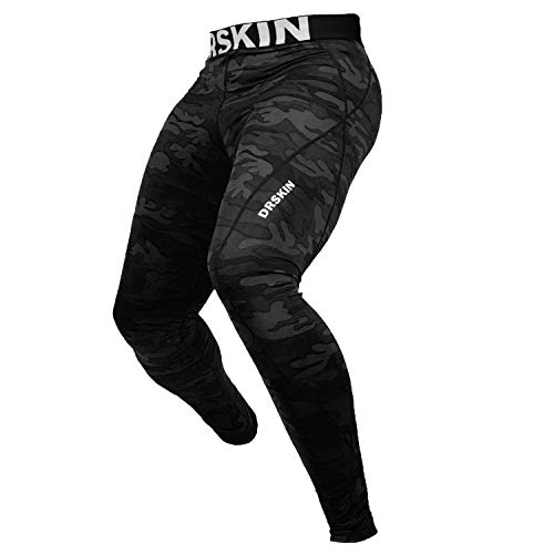 DRSKIN 1, 2 or 3 Pack Mens Compression Pants Sports Tights Leggings Baselayer Running Workout Active Yoga Dry Thermal (XL, DMBB04) Black