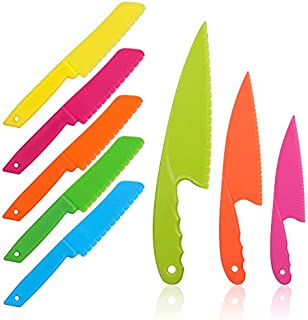 8 Pcs Kid Plastic Kitchen Knife Set for toddler, Toddlers Cooking Knives Children's Safe Cooking Chef Nylon Knives for Fruit, Bread,Cake,Salad,Lettuce Knife