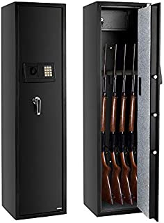 FCH Gun Safe Electronic 5-Gun Rifle Safe Large Firearm Safe Cabinet Quick Access Gun Storage Cabinet with Small Lock Box for Handguns AmmoCodes Memory FunctionUpgraded Package