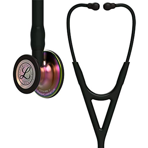 3M Littmann Cardiology IV Diagnostic Stethoscope, Rainbow-Finish Chest Piece, Black Tube, Stem and Headset, 27 Inch, 6165