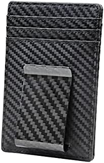 Travelambo Money Clip Front Pocket Wallet Slim Minimalist Wallet RFID Blocking (Weaved Black)