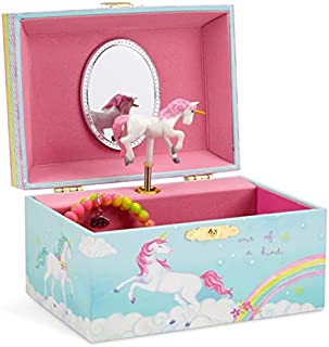 Jewelkeeper Girl's Musical Jewelry Storage Box with Spinning Unicorn, Rainbow Design, The Unicorn Tune