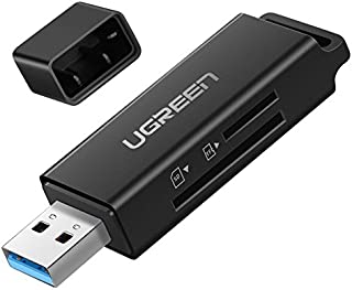 UGREEN SD Card Reader Portable USB 3.0 Dual Slot Flash Memory Card Adapter Hub for TF, SD, Micro SD, SDXC, SDHC, MMC, RS-MMC, Micro SDXC, Micro SDHC, UHS-I for Mac, Windows, Linux, Chrome, PC, Laptop