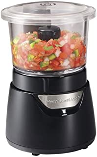 Hamilton Beach Stack & Press Mini 3-Cup Glass Bowl Food Processor & Vegetable Chopper, Black (72860)