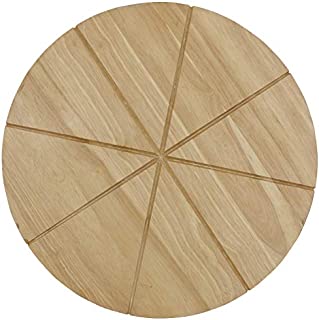 Checkered Chef Pizza Cutting Board - Round 13.5inch Wooden Chopping Board With 8 Grooves To Slice And Portion Your Pizza - Reversible Round Cutting Board - Cheese Board