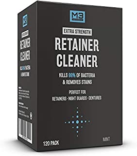 M3 Naturals Retainer and Denture Cleaning Tablets Removes Bacteria Bad Odors Discoloration Stains Plaque for Invisalign Mouth Guard Night Guard and Removable Dental Appliances 120 Tablets