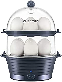 Chefman Electric Egg Cooker Boiler, Rapid Egg-Maker & Poacher, Food & Vegetable Steamer, Quickly Makes 12 Eggs, Hard or Soft Boiled, Poaching and Omelet Trays Included, BPA-Free, Midnight Blue