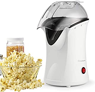 Nictemaw Hot Air Popcorn Maker No Oil Popcorn Popper Machine with Measuring Cup and Top Cover, Electric Popcorn Maker Machine easy to clean(White)