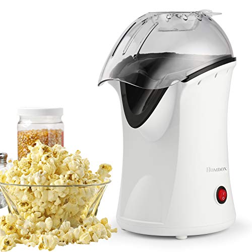 Nictemaw Hot Air Popcorn Maker No Oil Popcorn Popper Machine with Measuring Cup and Top Cover, Electric Popcorn Maker Machine easy to clean(White)