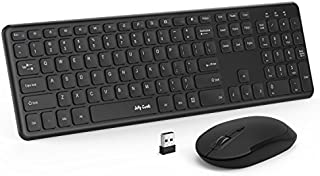 Wireless Keyboard and Mouse, Jelly Comb 2.4GHz Ultra Thin Full Size Wireless Keyboard Mouse Combo Set with Number Pad for Computer, Laptop, PC, Desktop, Notebook, Windows 7, 8, 10-(Black)