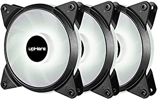 upHere 120mm 3-Pack 3-Pin High Airflow Quiet Edition White LED Case Fan for PC Cases, CPU Coolers, and Radiators T3WT3-3