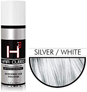 HairCubed  Hair Micro Fibers for Thinning Hair - 100% Undetectable & Natural, USA Patented Formula  30 second transformation. (Silver)