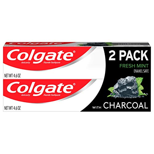 Colgate Essentials Charcoal Teeth Whitening Toothpaste, Natural Mint Flavor, Vegan - 4.6 Ounce (2 Pack)