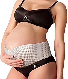 NU MOMZ Belly Band for Pregnancy Support - Maternity Belt for Back Hip & Pelvic Discomfort - Prenatal & Postpartum Tummy Wrap - Pregnancy Belt - Breathable Abdominal Sling - Beige