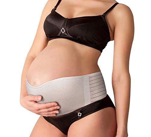 NU MOMZ Belly Band for Pregnancy Support - Maternity Belt for Back Hip & Pelvic Discomfort - Prenatal & Postpartum Tummy Wrap - Pregnancy Belt - Breathable Abdominal Sling - Beige